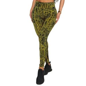 LiCi Fit PULSE High Waist Scrunch Leggings 👖 LIKE NEW Yellow Black MEDIUM M
